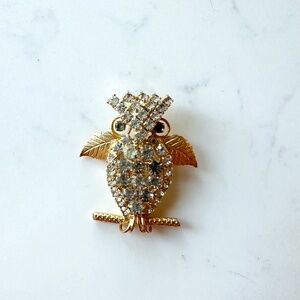 Vintage Rhinestone Owl Pin/Brooch